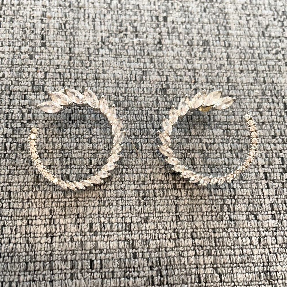 Crystal White gold hoops